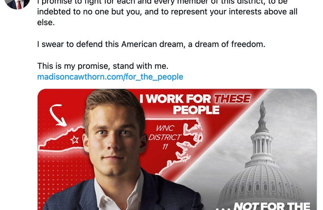 Madison Cawthorn's Post-Election Promise
