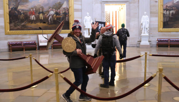 Rioters enter the U.S. Capitol Building on Jan. 6, 2021 in Washington, D.C. Congress held a joint session today to ratify President-elect Joe Biden's 306-232 Electoral College win over President Donald Trump. A group of Republican senators said they would reject the Electoral College votes of several states unless Congress appointed a commission to audit the election results. (Photo by Win McNamee/Getty Images)