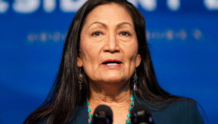 Nominee for Secretary of Interior, Congresswoman Deb Haaland, speaks after President-elect Joe Biden announced his climate and energy appointments at the Queen theater on Dec. 19, 2020 in Wilmington, Delaware. Haaland is the first Native American nominated to serve on the presidential cabinet. (Photo by Joshua Roberts/Getty Images)