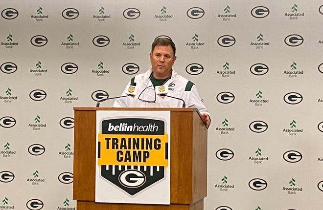 Green Bay Packers general manager Brian Gutekunst addresses the media before the start of training camp on Wednesday.