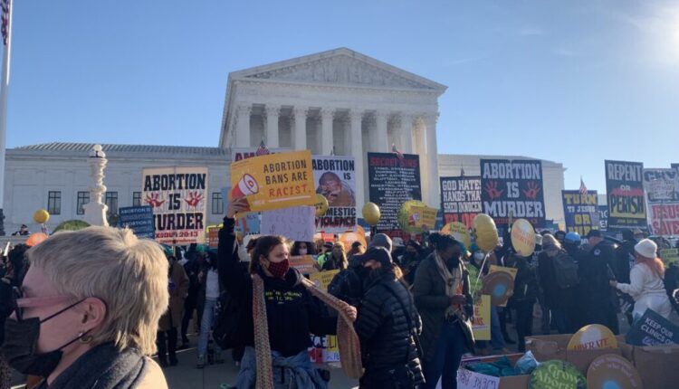 Abortion protestors in front of the Supreme Court