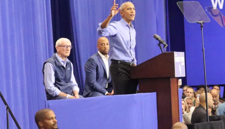 Former President Barack Obama featured at Milwaukee early voting rally