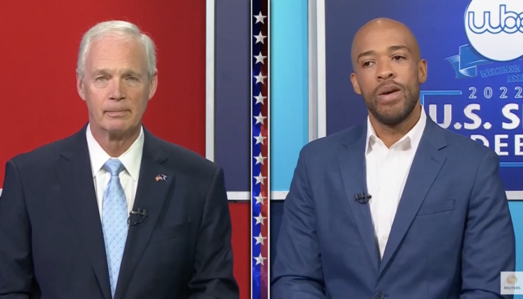 Wisconsin Senate candidates Sen. Ron Johnson (R-Wis) and Lt. Gov Mandela Barnes in met for their first debate in Milwaukee on Oct. 7, sponsored by the Wisconsin Broadcasters Association 