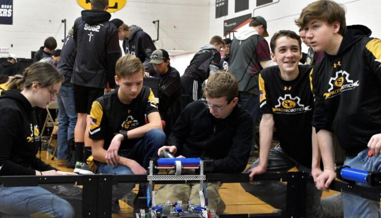 High school robotics teams compete in robotics competition in Kenosha Saturday