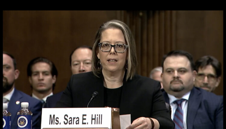 Sara Hill, nominee for federal judge in Oklahoma, testifies before the Senate Judiciary Committee on Nov. 15, 2023. (U.S. House webcast screenshot)